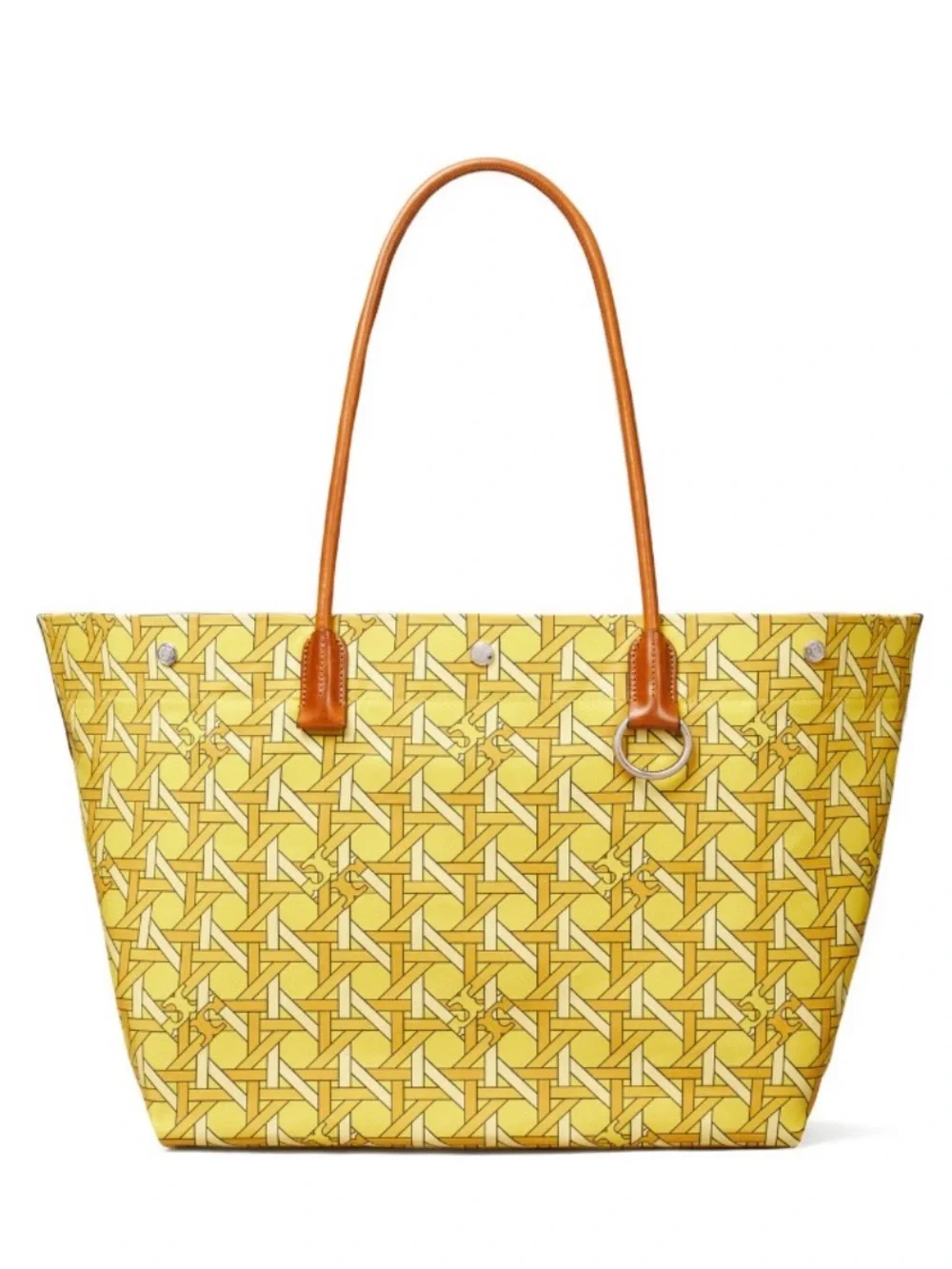 Tory Burch Canvas Basketweave Tote Saffron 700 Yellow NWT